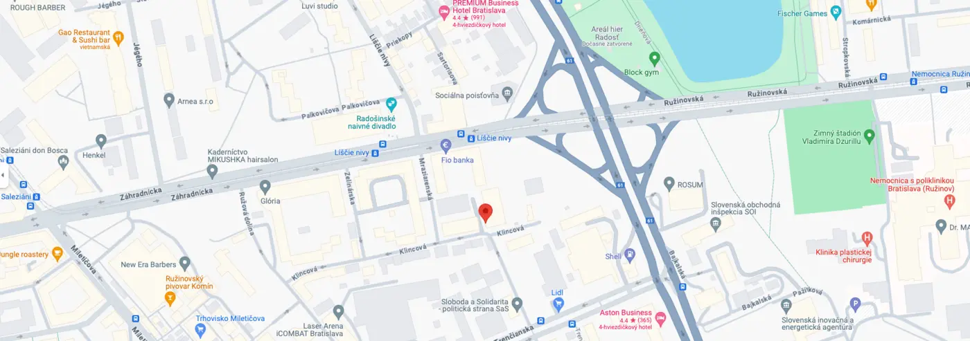 Mapa — sídlo A SERVIS LIPKA, Klincová 37, Bratislava